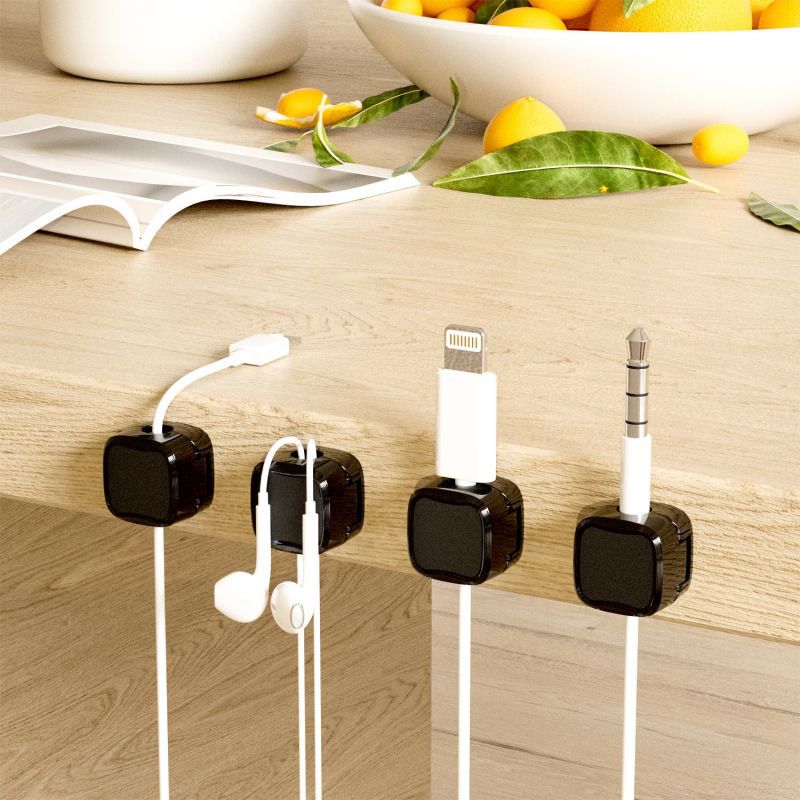 Clip magnético para cables, organizador de cables ajustable debajo del escritorio, soporte para cables y sujetacables.