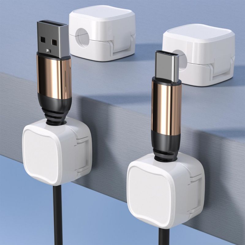 Clip magnético para cables, organizador de cables ajustable debajo del escritorio, soporte para cables y sujetacables.