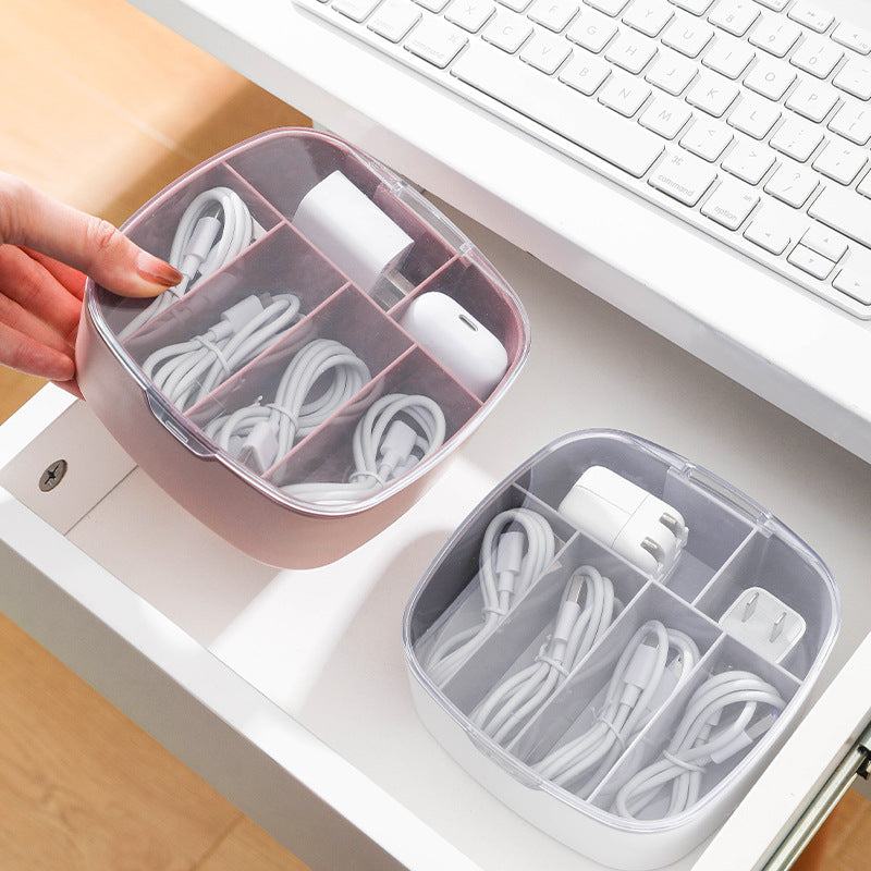 Caja organizadora de cables de carga