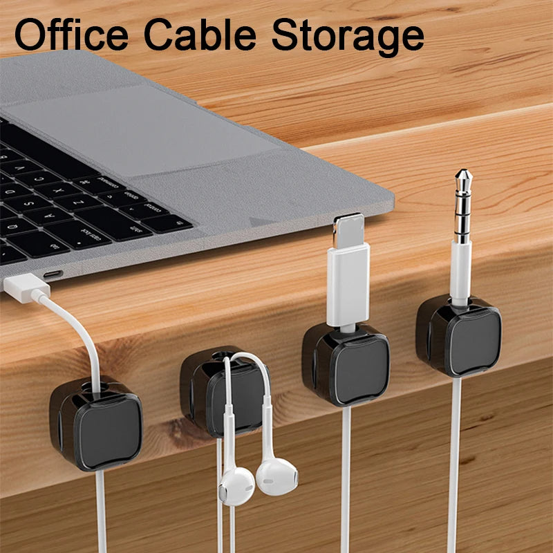 Clip magnético para cables, organizador de cables ajustable debajo del escritorio, soporte para cables y sujetacables.